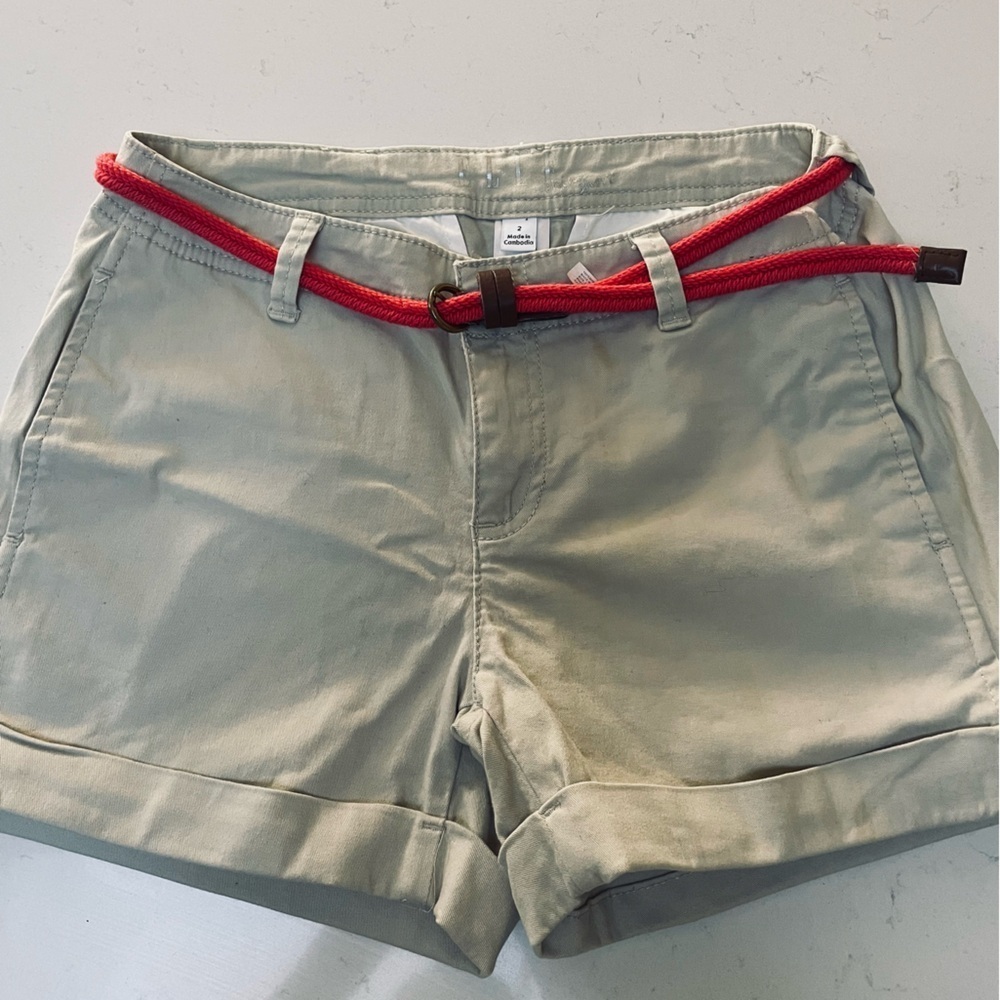 Elle Tan Shorts with Red Belt size 2
